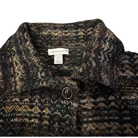 Christopher & Banks Knit Button-Front Cardigan XL MarledKnit Cottagecore Preppy - Picture 3 of 7